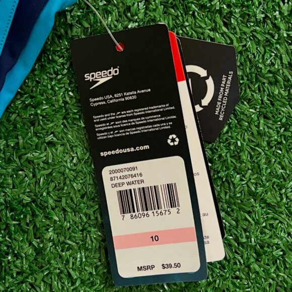 Speedo Girl’s Swimsuit One Piece Infinity Splice Thick Strap. Color Deep Water. - Picture 3 of 4